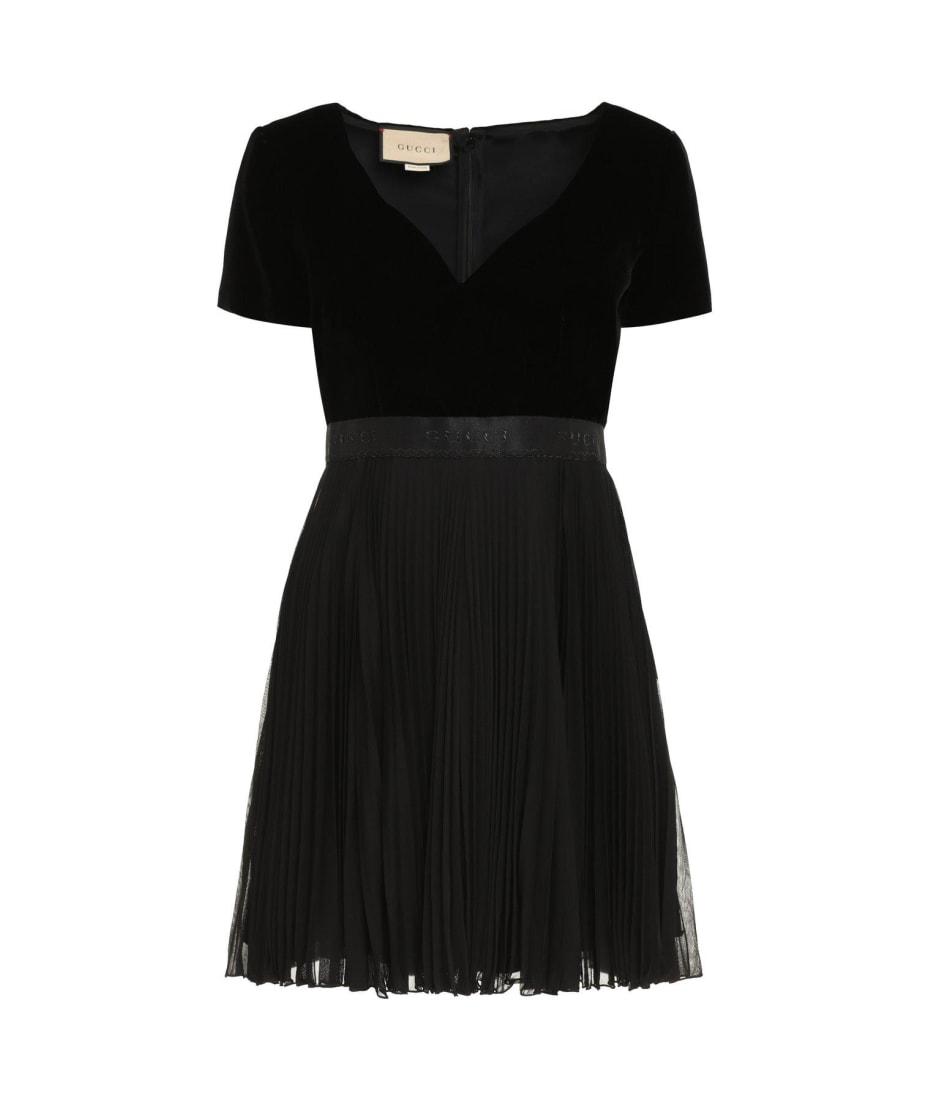 Gucci V-neck Pleated Mini Dress | italist