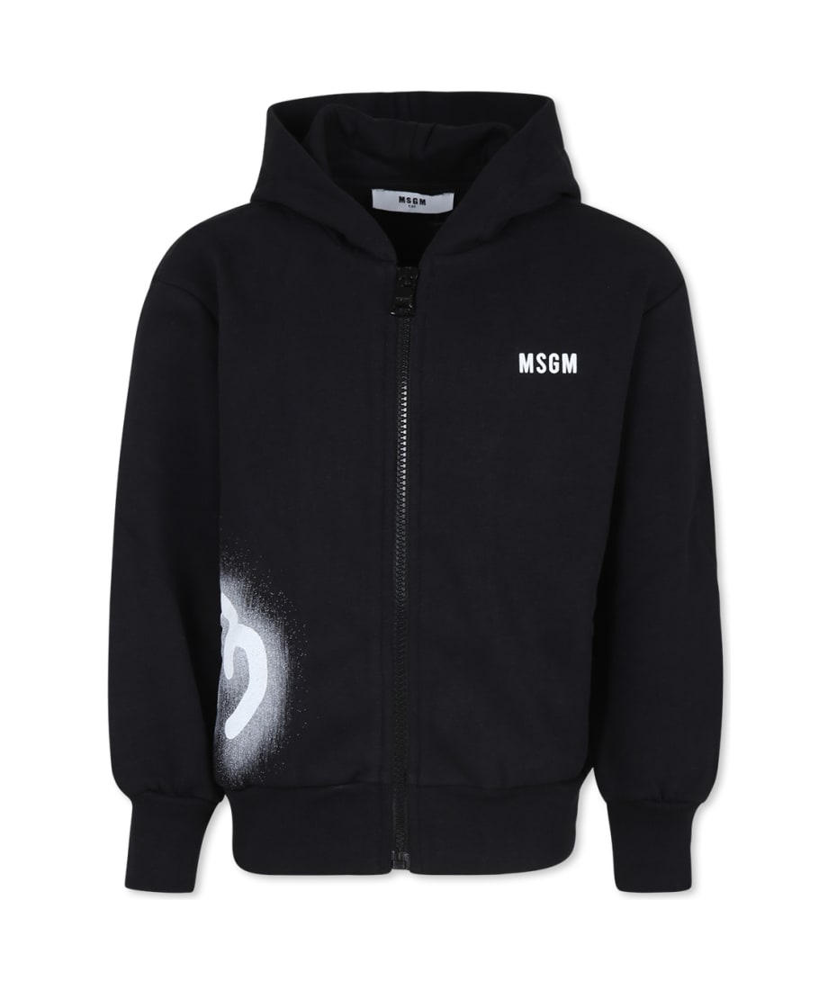 MSGM Black Sweatshirt For Boy With Logo | italist