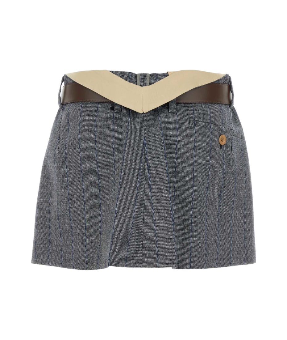 【VIP価格】PRADA Wool pleated Miniskirt Prada Pleated Mini Skirt In Wool in Gray | Lyst