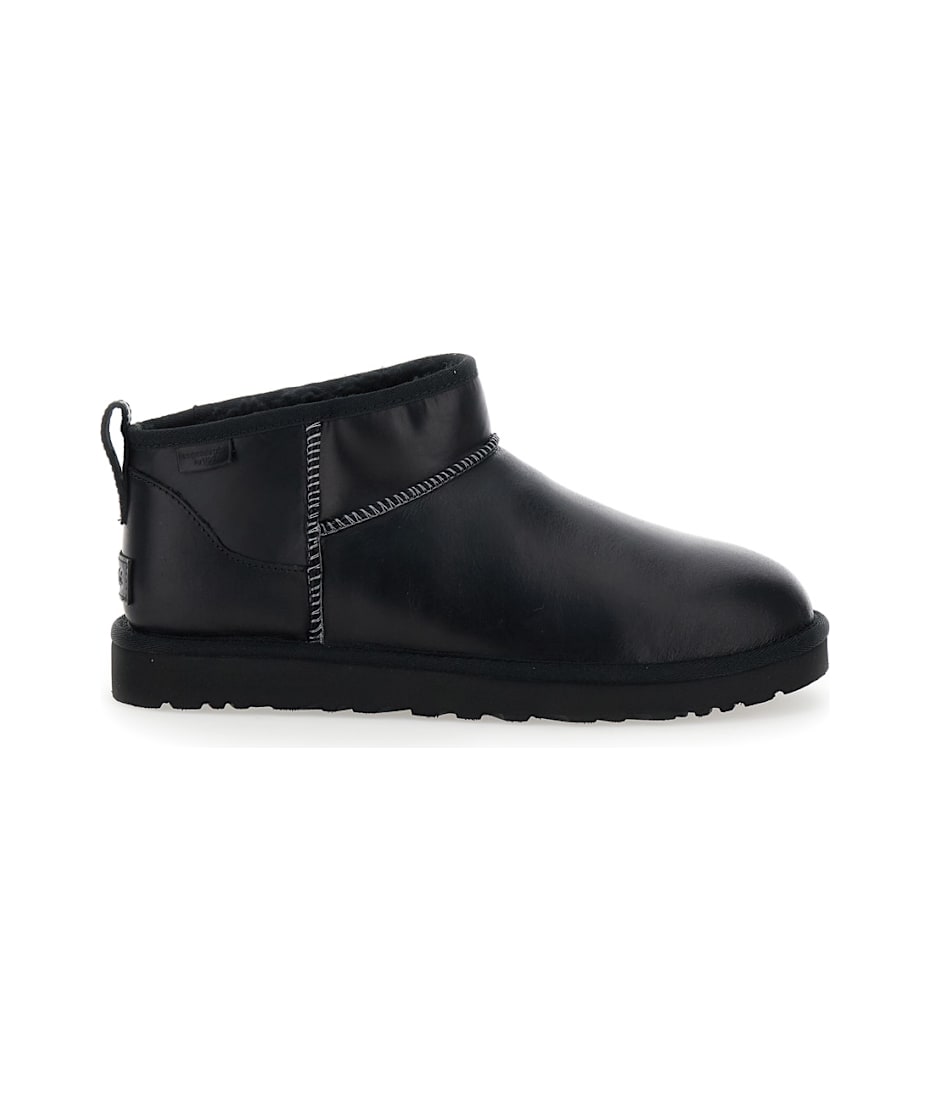 UGG ''classic Ultra Mini' Black Boots In Leather Man italist