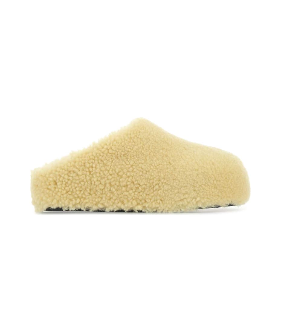 サンダル・ミュール AMINA MUADDI Pastel Yellow Shearling Giuly Slippers Amina Muaddi Pastel Yellow Shearling Giuly Slippers