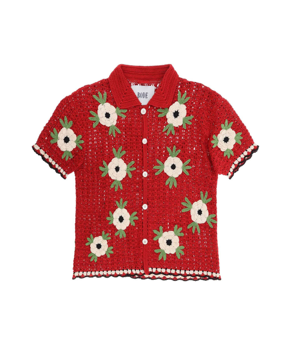Bode 'winchester Rose' Crochet Short Sleeve Shirt | italist
