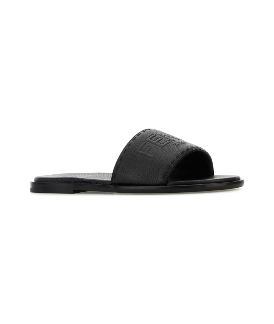 サンダル Fendi Black Leather Slippers Fendi Black Leather Slippers | italist