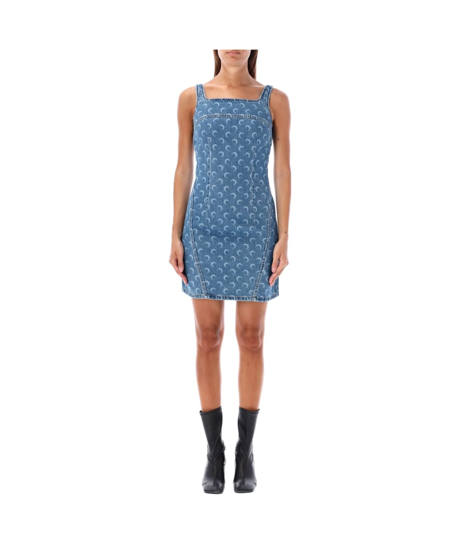 Marine Serre Moon Laser Denim Mini Dress | italist