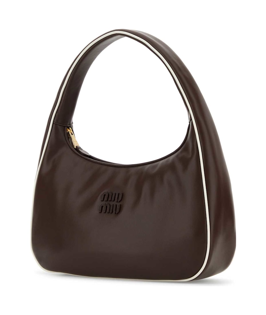 トートバッグ MIU MIU Brown Leather Shoulder Bag Miu Miu logo-embossed Leather Tote Bag | Brown | FARFETCH