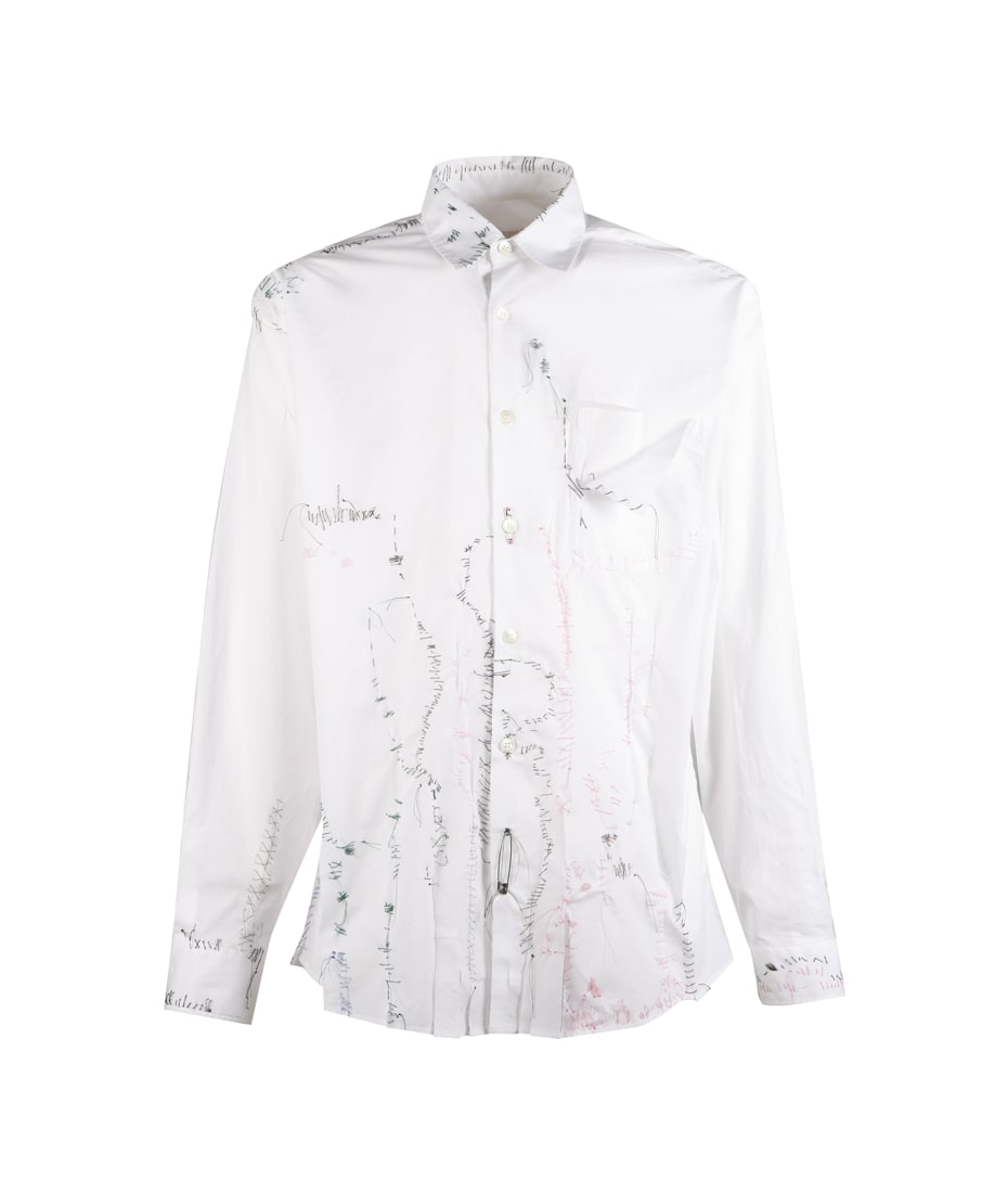 Marni White Cotton Shirt With Embroidery | italist
