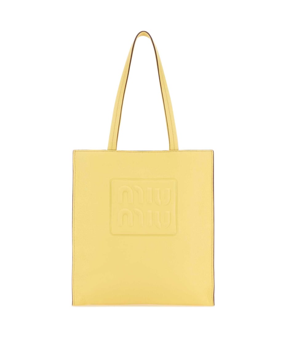 Miu Miu Pastel Yellow Leather Shopping Bag | italist, ALWAYS