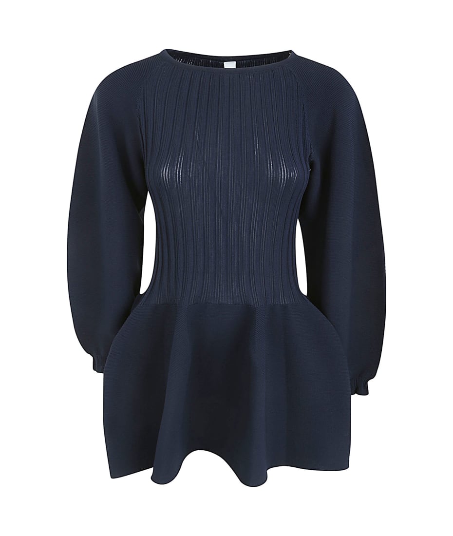 CFCL Pottery Long Puff Sleeve Flare Top - Navy