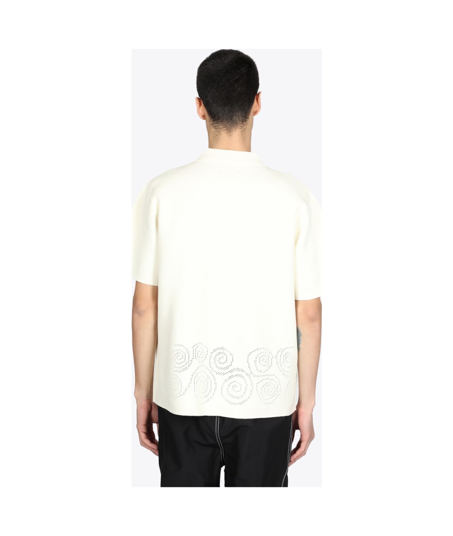 Stussy Perforated Swirl Knit Shirt Off-white cotton knit shirt