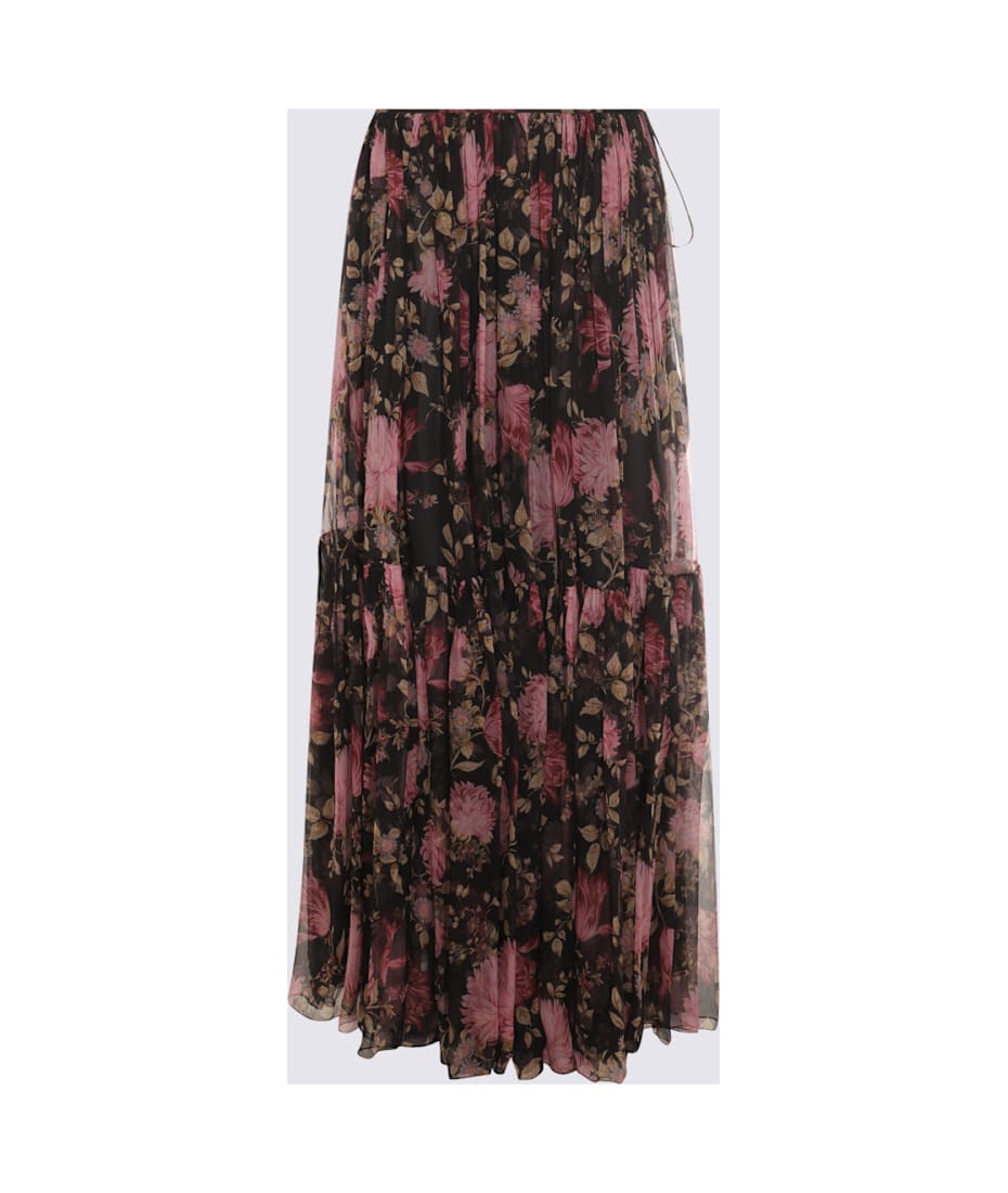 【CHLOE】BLACK MULTICOLOR SILK SKIRT Chloé Black Multicolor Silk Skirt | italist