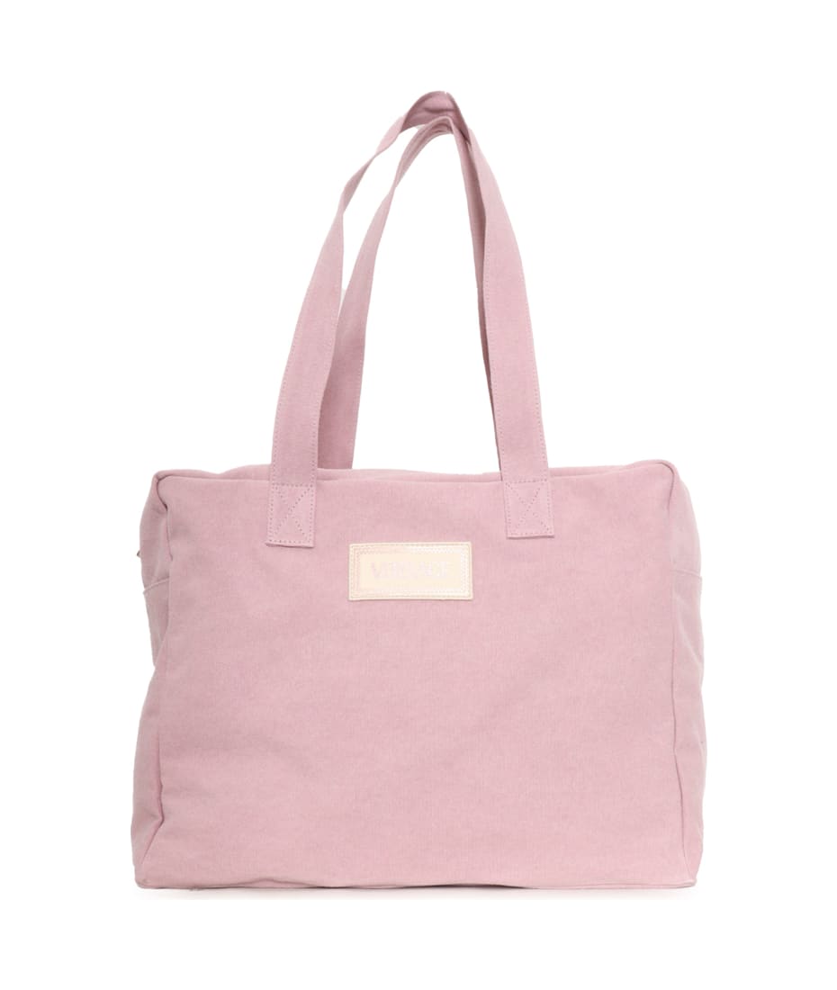 ハンドバッグ VERSACE Versace Handbags Women Fabric Pink/Beige Versace Versace Tag Zip Leather Crossbody Bag | Neiman Marcus