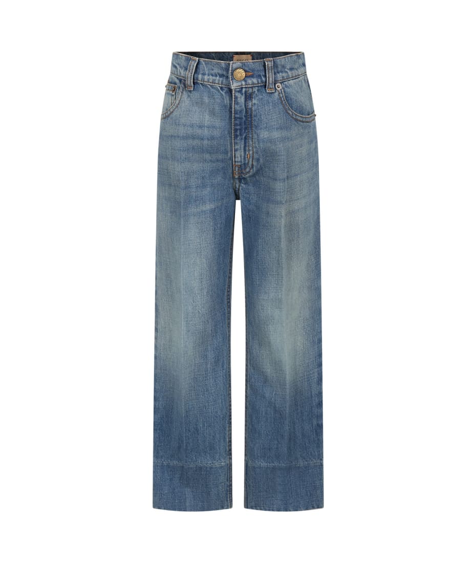 Gucci Blue Jeans For Boy With Logo | italist