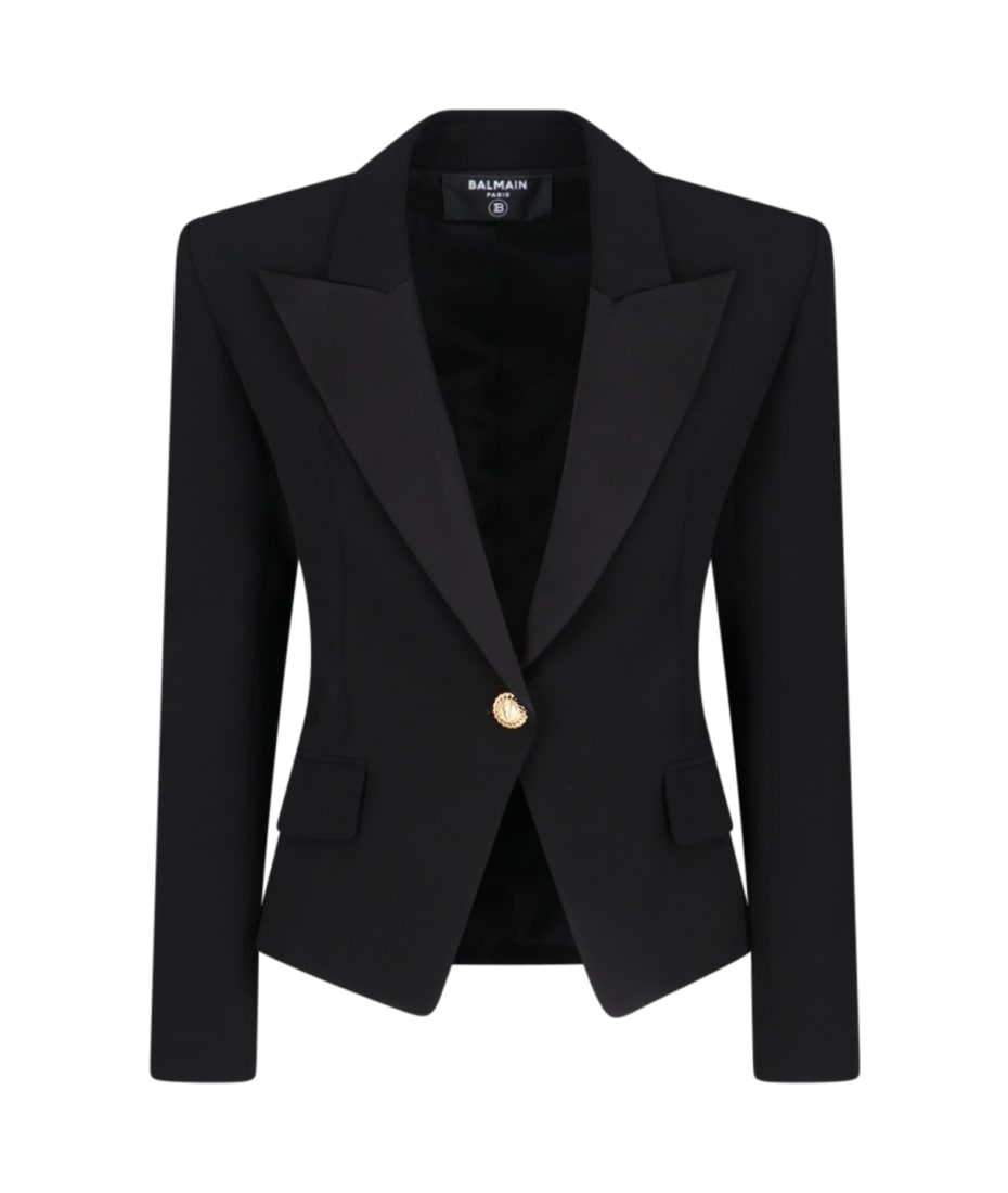 【関税＆送料込み】Balmain Single-Breasted Jacket Balmain Virgin Wool single-breasted Blazer | Blue | FARFETCH