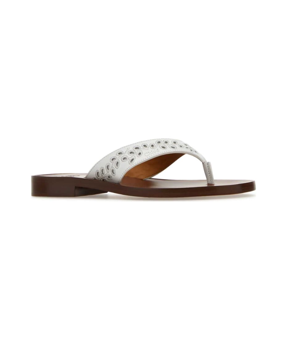 サンダル・ミュール Chloe White leather thong slippers Chloé Thong Slippers | italist