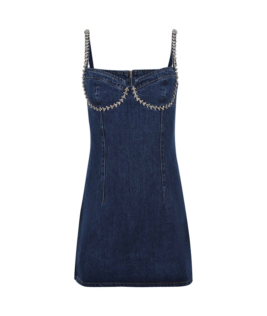 white christmas dresses Self-portrait Short denim dress Blue - Women main image 0
