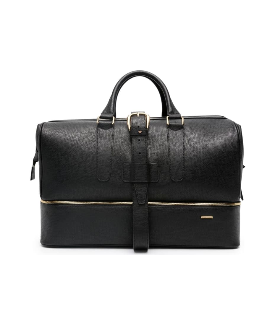 Canvas Weekend Bag With Leather Details by Emporio Armani Men at