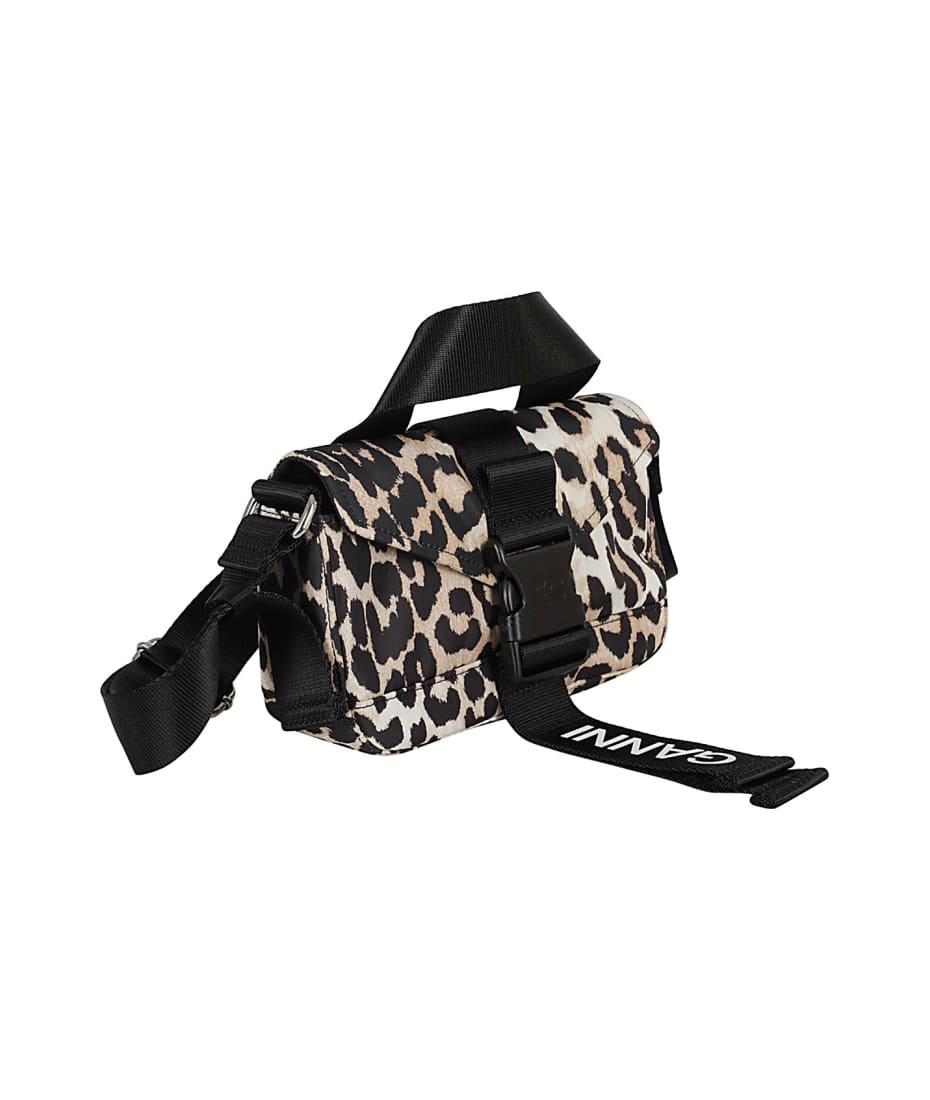 バッグ GAMNI RECYCLED TECH MINI SATCHEL LEOPARD Ganni Recycled Tech Mini Satchel Leopard | italist
