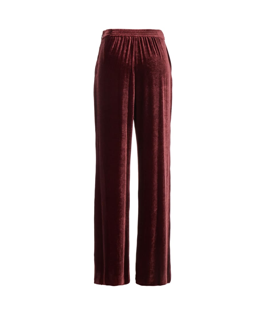 パンツ ETRO Red Pants with Elastic Waistband in Velvet Woman Etro Red Pants With Elastic Waistband In Velvet Woman