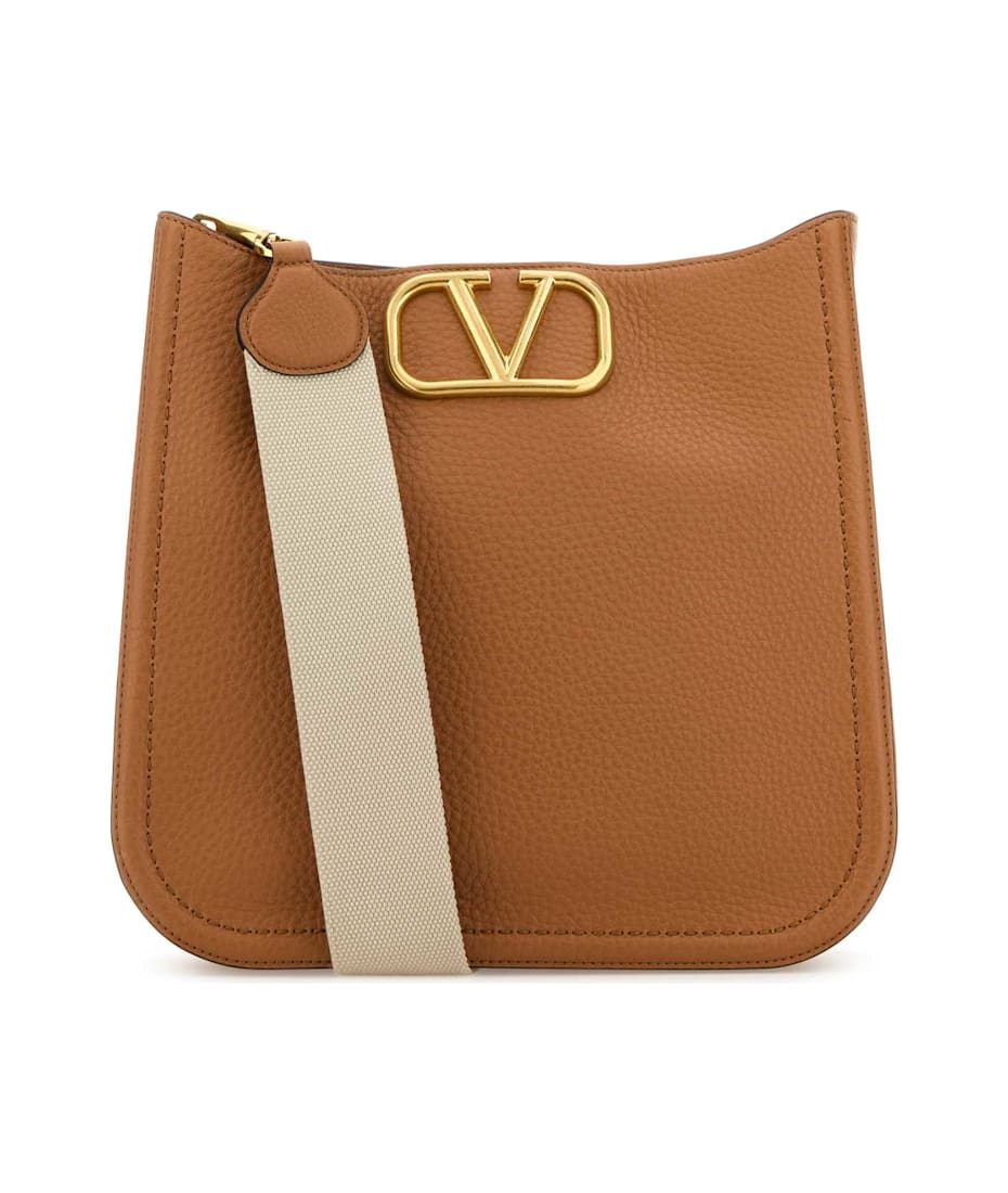 Valentino Garavani Camel Leather Alltime Shoulder Bag