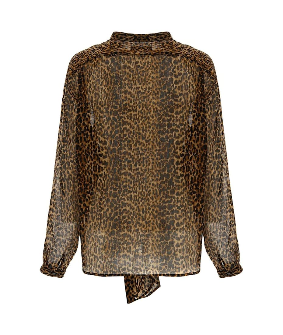 【送料&関税込】Saint Laurent Printed Wool Top Saint Laurent Leopard Print Sheer Shirt | italist