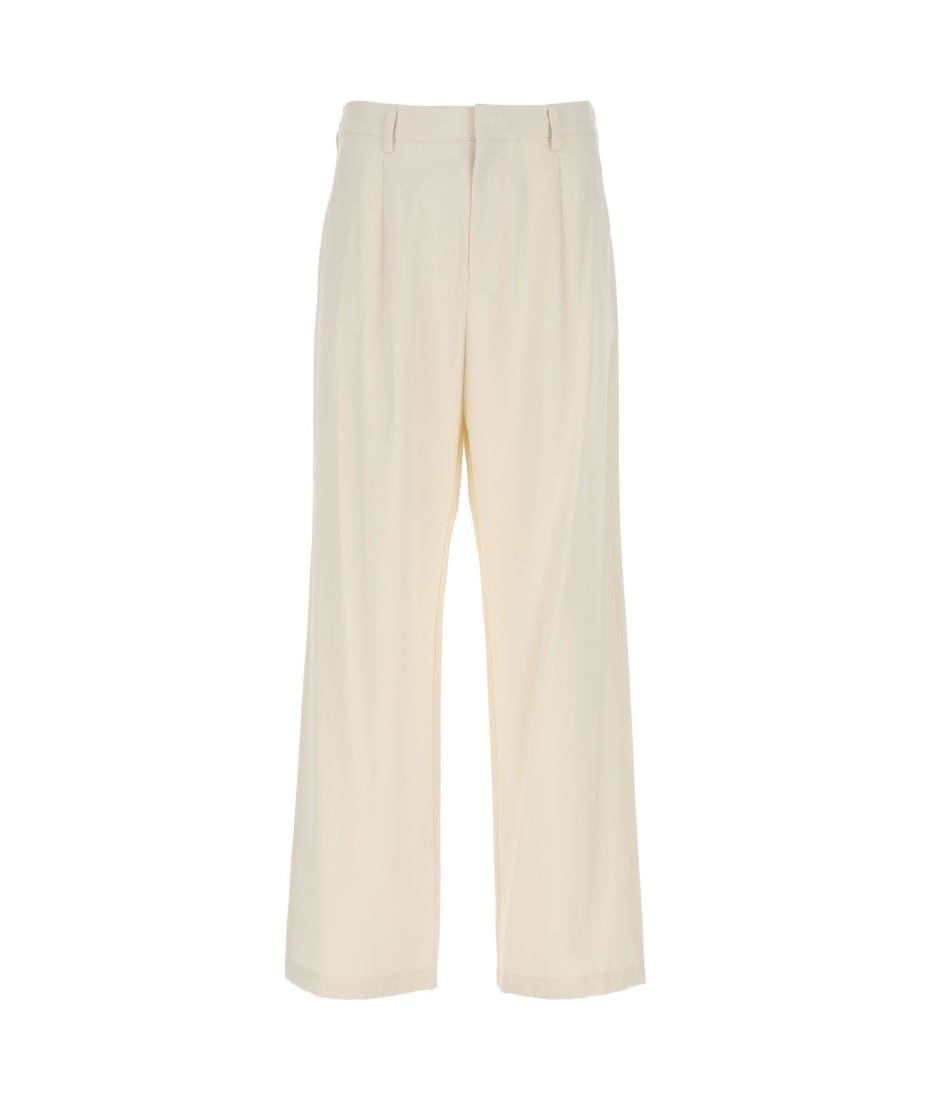 パンツ PRADA Ivory cotton wide-leg pant (P243GUS23112LT F0018) Prada Cotton Wide-Leg Pant in White | Lyst