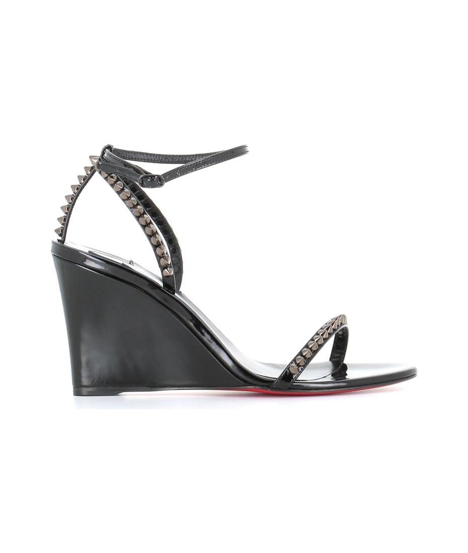 Christian Louboutin Women's So Me 85 Leather Wedge Sandals - Black