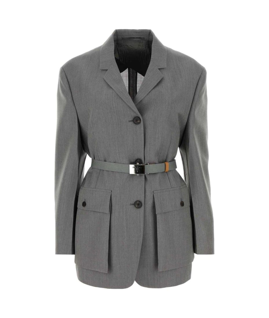 【送料&関税込】Prada Button-up Belted Jacket Prada Button-up Belted Jacket | italist
