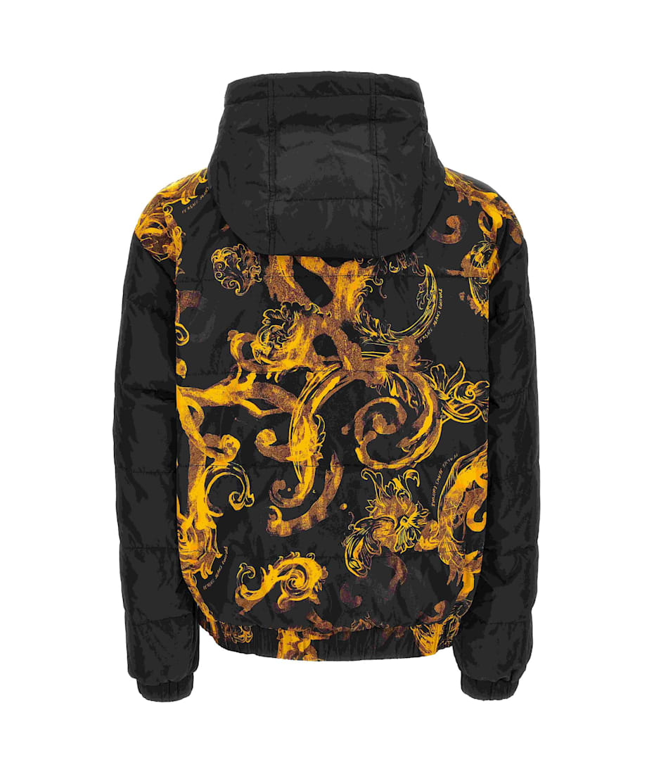 ジャケット・アウター VERSACE DOWN JACKET LOGO / BLACK 50 VERSACE - Down Jacket With Logo Versace