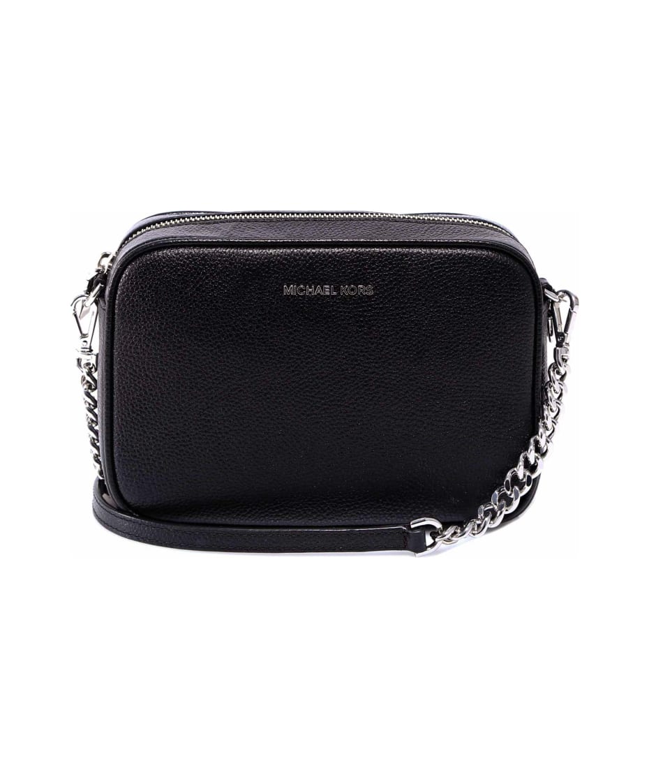 black MICHAEL MICHAEL KORS GINNY LEATHER CROSSBODY BAG (32F7SGNM8L_001)