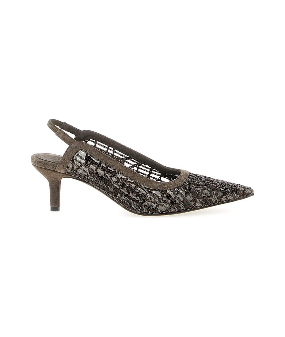 パンプス 'City Glistening Abstract Embroidery' slingback Brunello Cucinelli 'city Glistening Abstract Embroidery