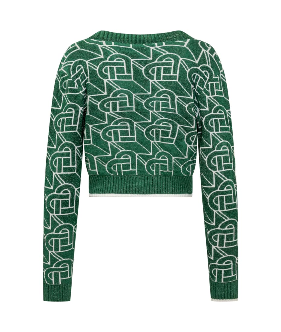 Casablanca monogram-jacquard Zip-Up Cardigan - Green