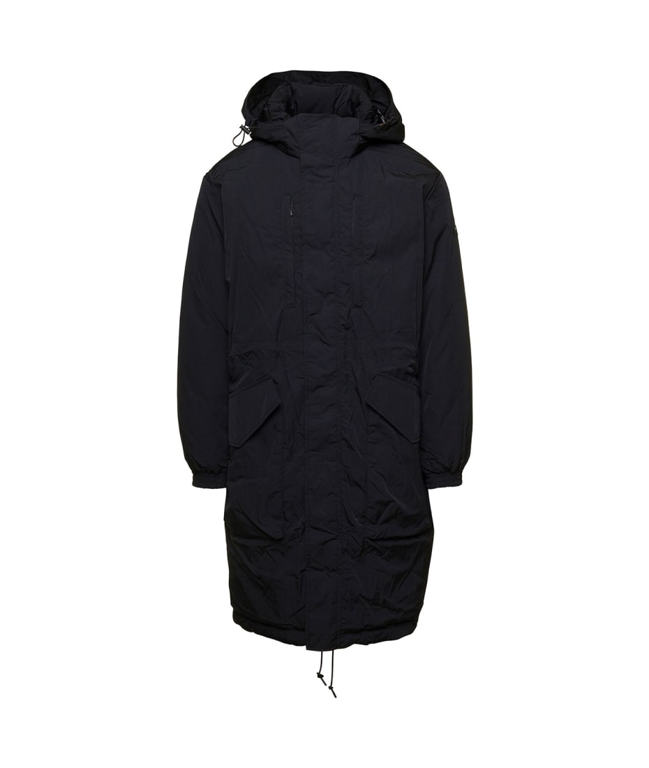 ◆TATRAS 23AW◆Rengo フーディ ジャケット / Black◆ TATRAS 'rengo' Black Hooded Parka Jacket With Logo Patch In