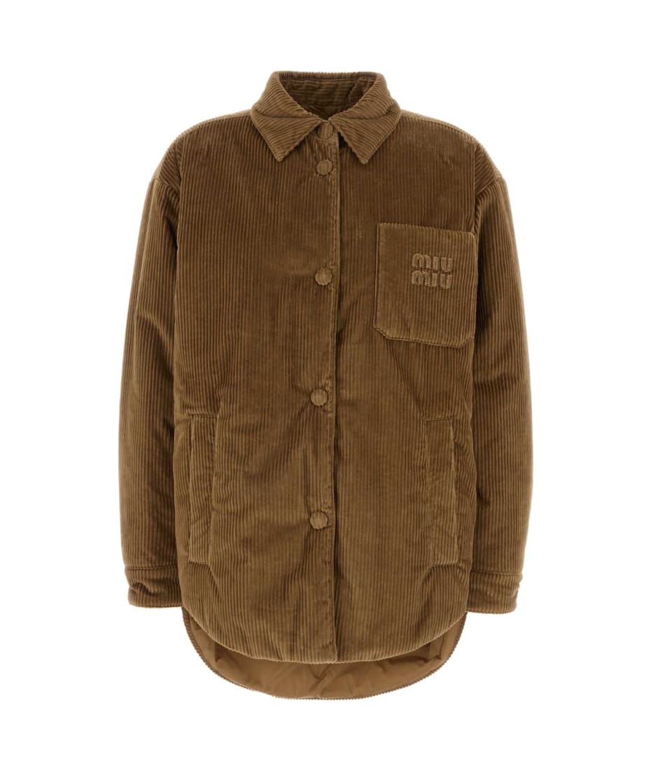 Miu Miu Camel Corduroy Down Jacket | italist