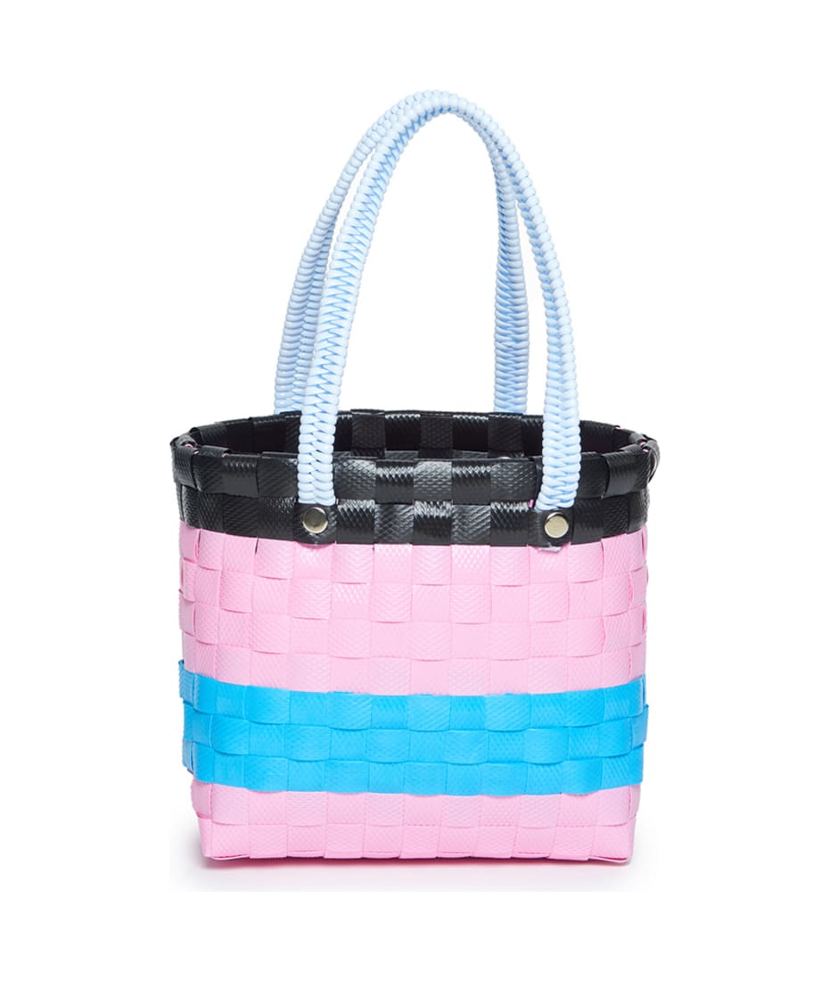 Marni Mw81f Sunday Morning Bag Bags Marni Pink Woven Sunday Morning Bag With Handles And Applied Logo - Azalea pink