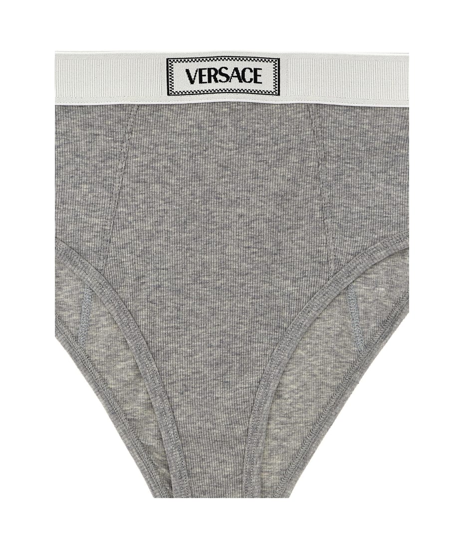【送料&関税込】Versace 90s Vintage Briefs 90s Vintage Logo Ribbed Briefs White | VERSACE US