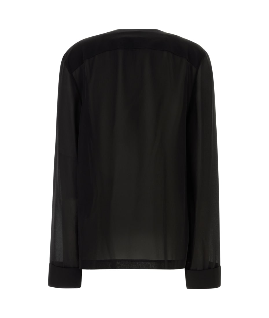 Tシャツ・カットソー Saint Laurent FW24 Black crepe shirt (795532Y7I21 1000) Saint Laurent Black Crepe Shirt | italist