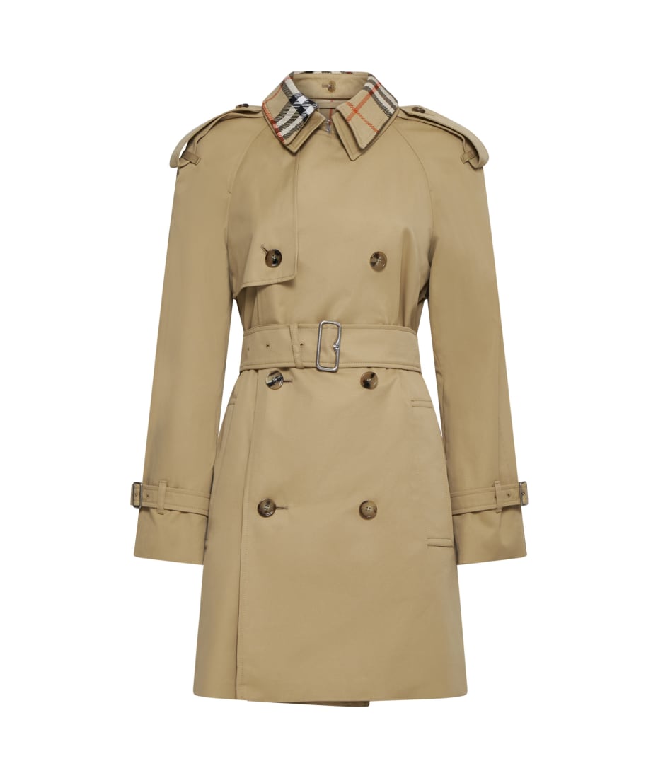 コート Burberry Cotton Blend Short Trench Coat Cotton Blend Trench Jacket in Beige - Women, Nylon
