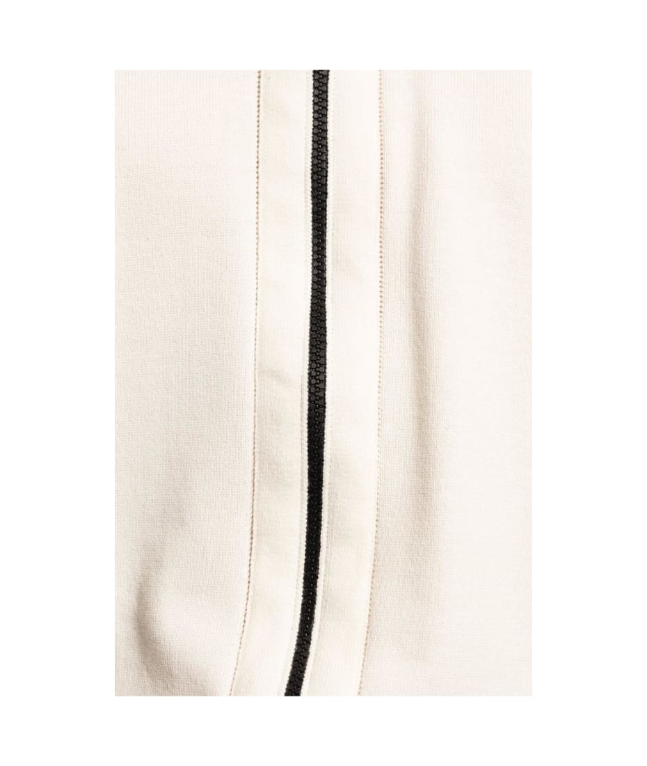 Stone Island Logo Patch Zipped Sweatshirt - Bianco