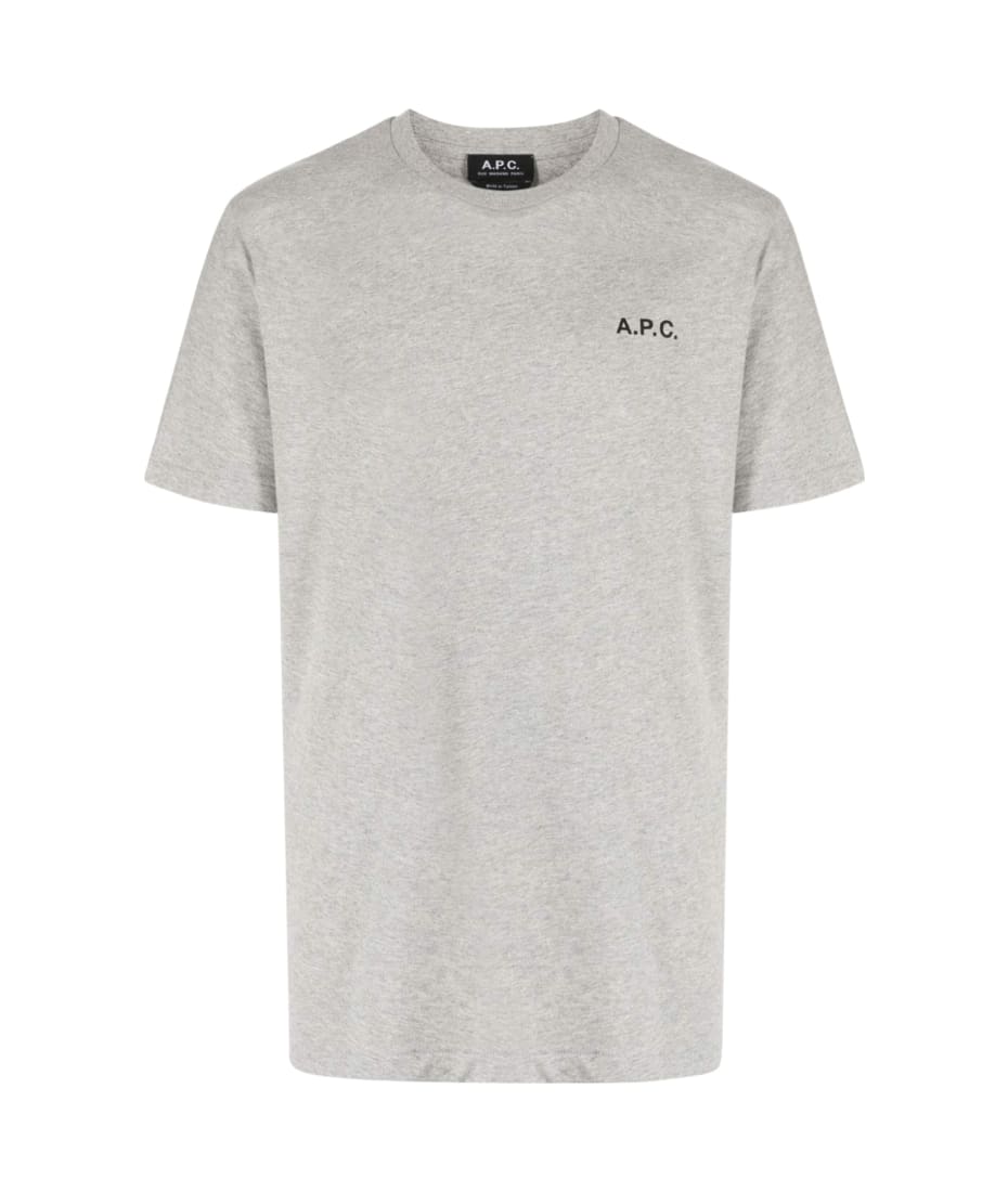 A.P.C｜SHORT-SLEEVED ROUND NECK T-SHIRTS (Wave T-Shirt ( A.P.C. - Wave Logo-Print Cotton-Jersey T-Shirt - Gray A.P.C.