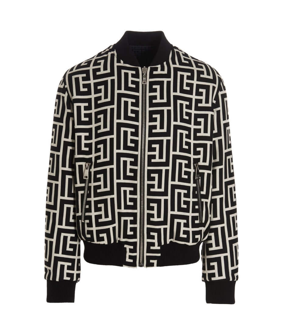 Balmain Rhinestone Monogram Bomber Jacket