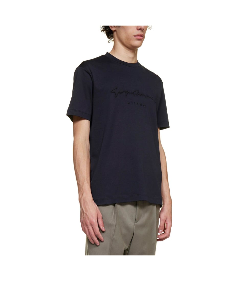 Giorgio Armani Logo Embroidered T-Shirt