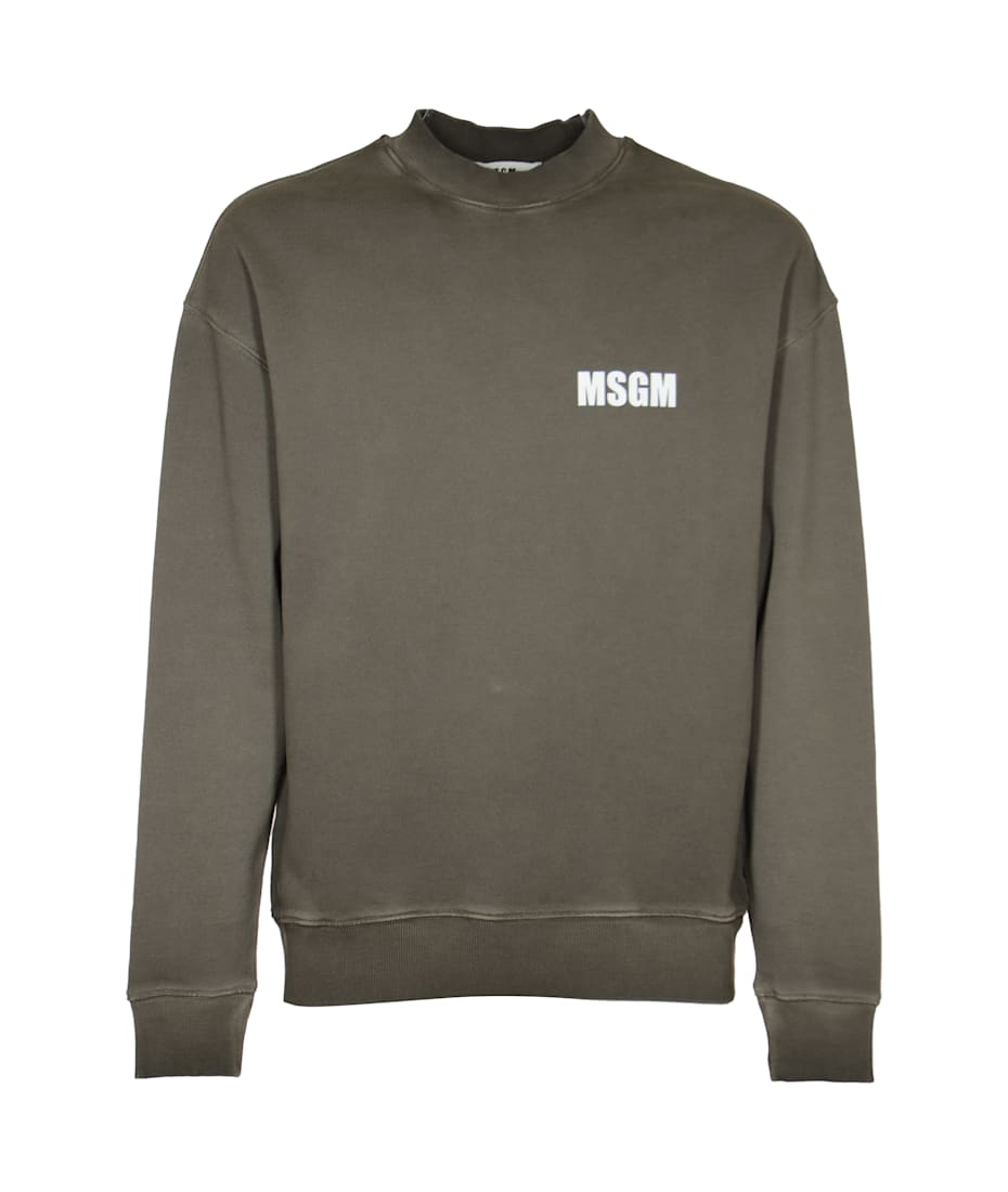 【送料&関税込】MSGM Never Look Back Sweatshirt Solid color cotton crewneck sweatshirt with MSGM logo and
