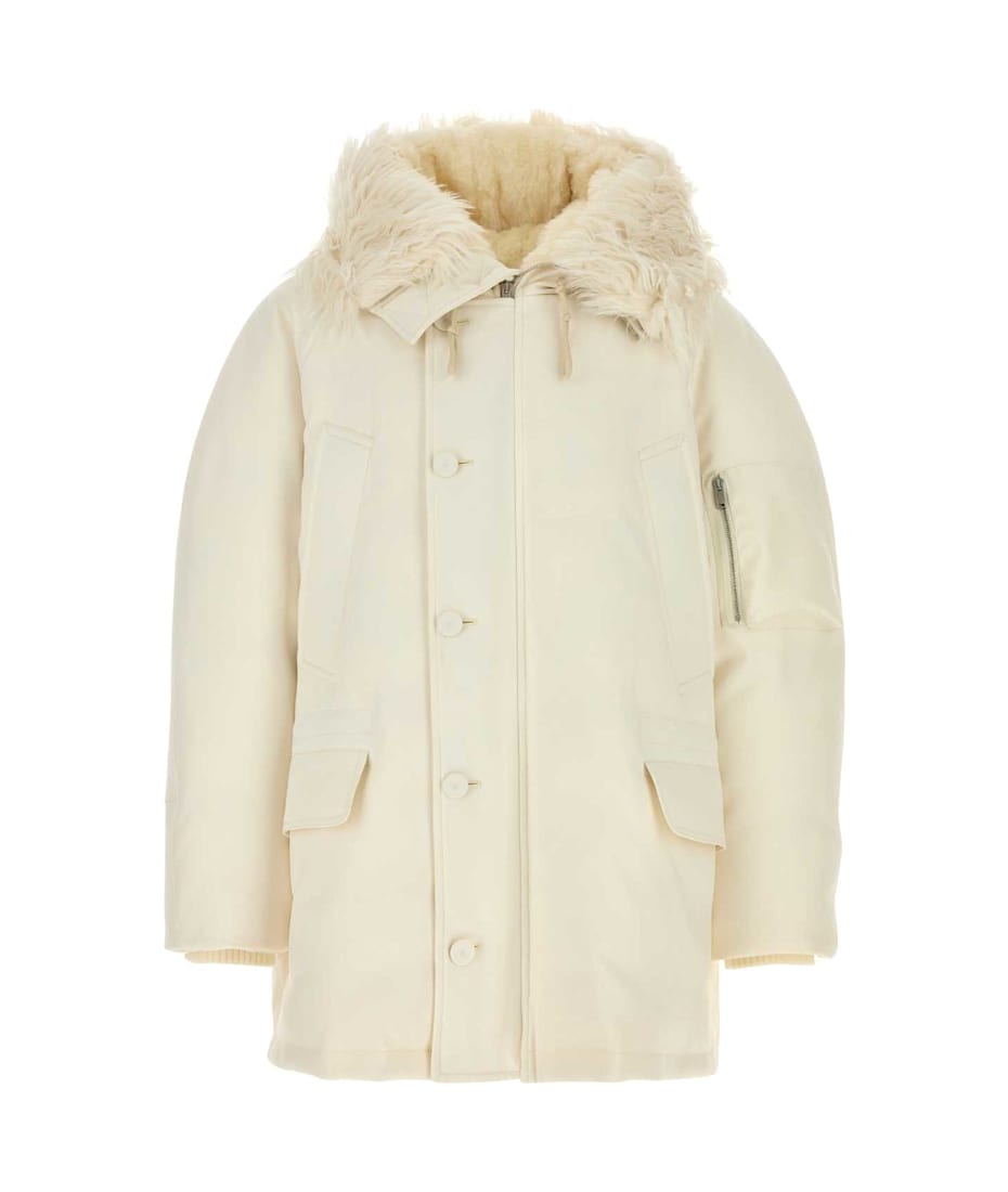 Jil Sander Ivory Gabardine Oversize Down Jacket | italist