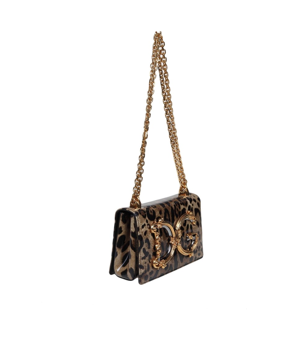 DOLCE & GABBANA DG Girls Leopard-Print Chain Shoulder Bag