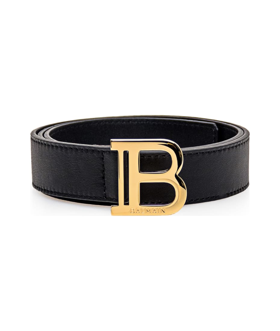 Balmain Logo Belt - BLACK/GOLD