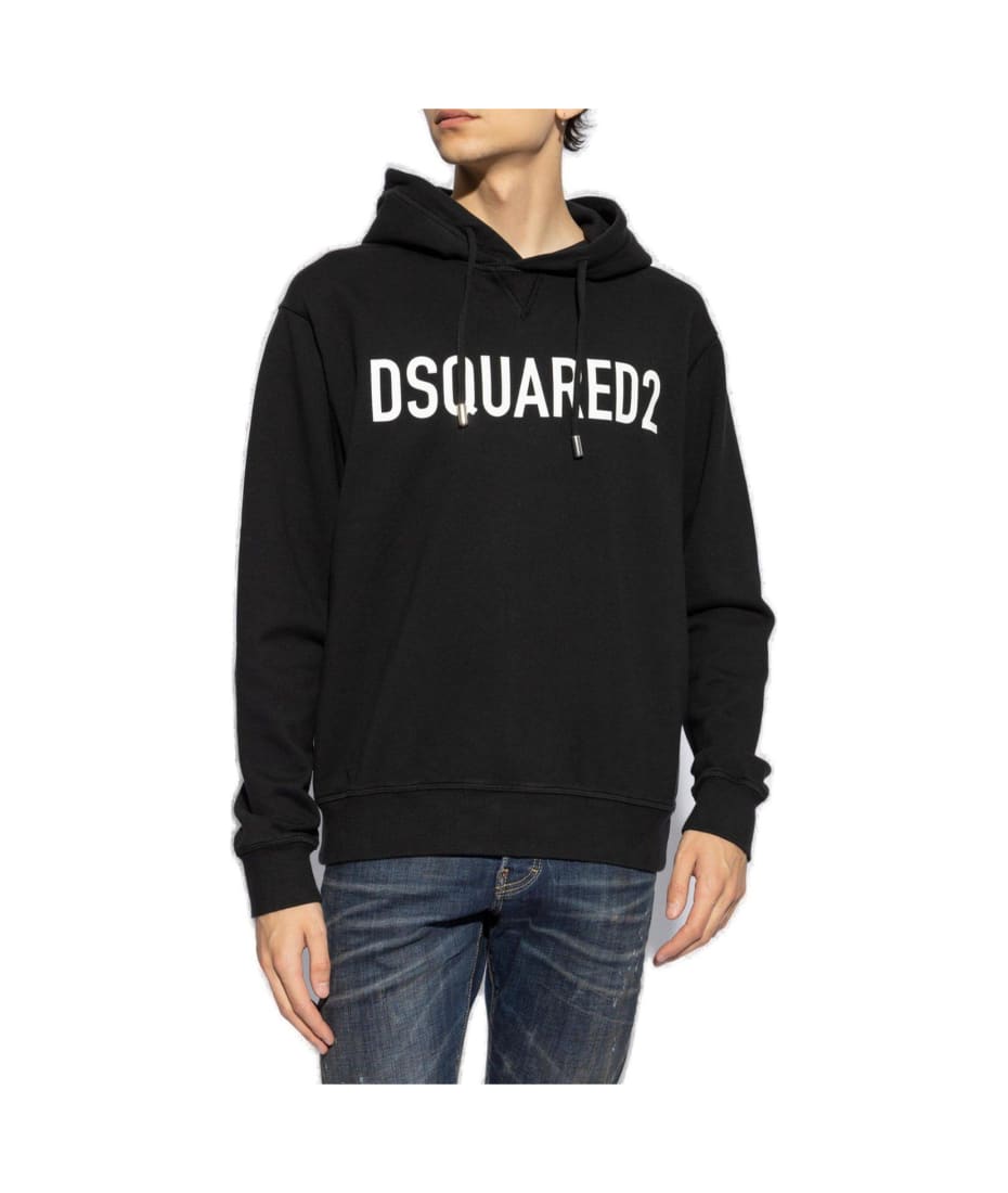 パーカー・フーディ Dsquared2 Logo Printed Drawstring Hoodie DSQUARED2 logo-print Drawstring Hoodie | Black | FARFETCH