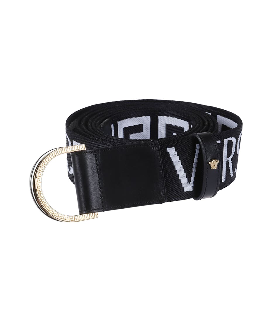 Versace Logo Letter Belt in White