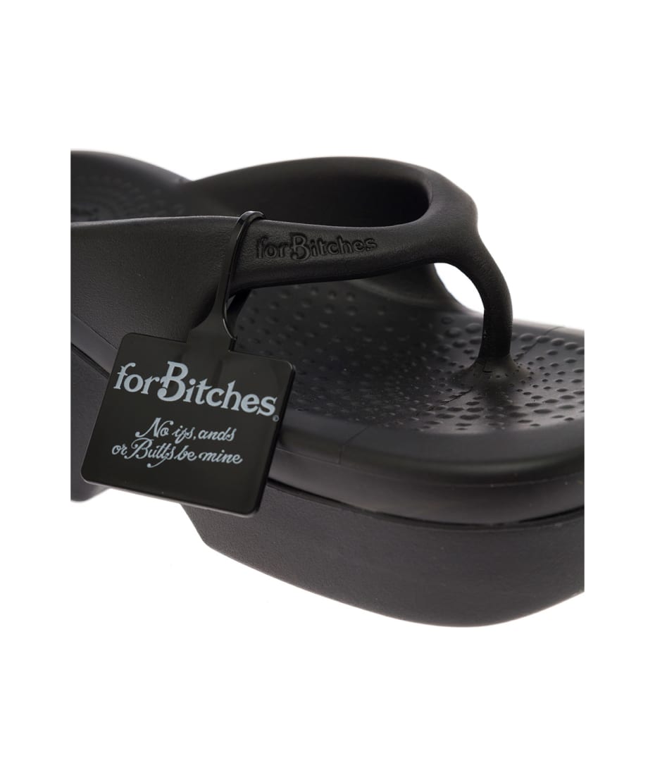 Forbitches For Bitches Woman's Black Rubber Flip Flop