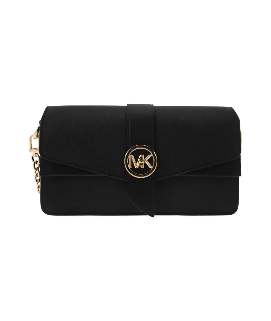 Michael Kors Women Greenwich Medium Saffiano Leather Shoulder Bag, Black :  : Fashion