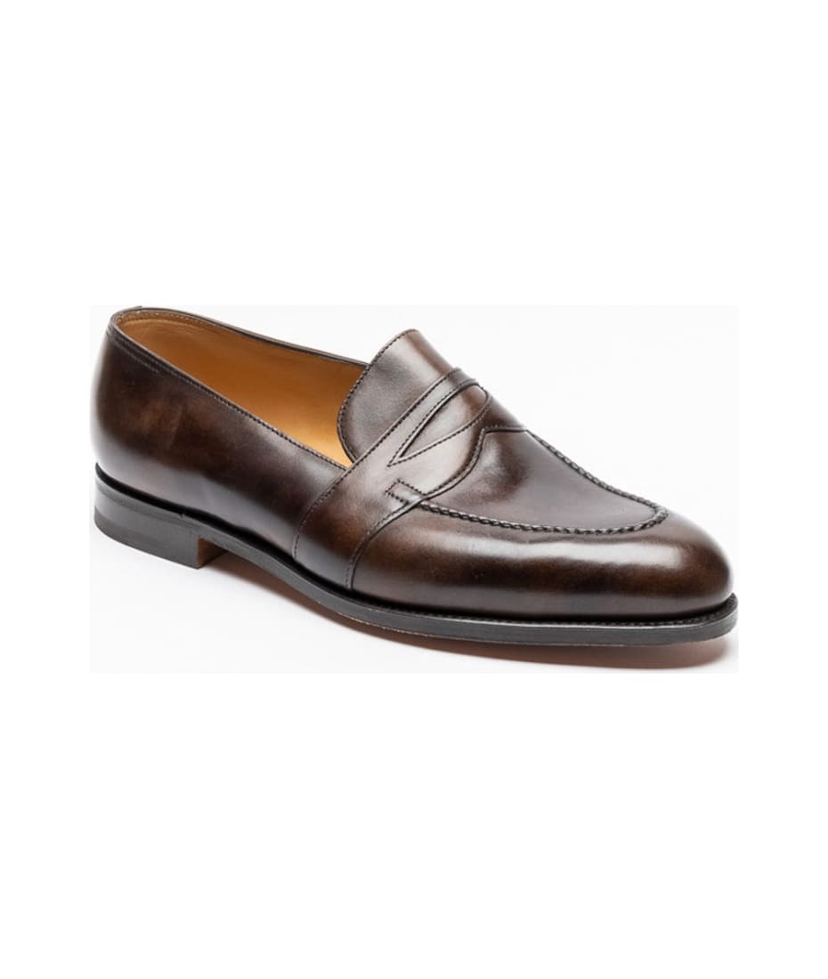 John Lobb Fencote Dark Brown Museum Calf Penny Loafer | italist 